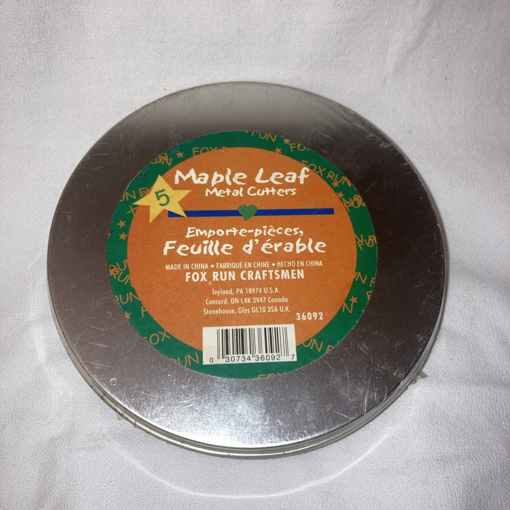 Fox Run 5 Piece Maple Leaf Cookie Cutters Silver Color Fall Leaves Baking #36092